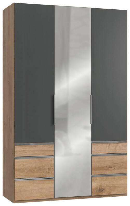 Drehtürenschrank Mit Laden B: 150 Cm Graphitfarben/eiche Dekor - Eichefarben/Graphitfarben, MODERN, Holzwerkstoff (150/236/58cm) - MID.YOU