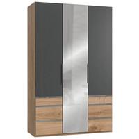 Drehtürenschrank Mit Laden B: 150 Cm Graphitfarben/eiche Dekor - Eichefarben/Graphitfarben, MODERN, Holzwerkstoff (150/236/58cm) - MID.YOU