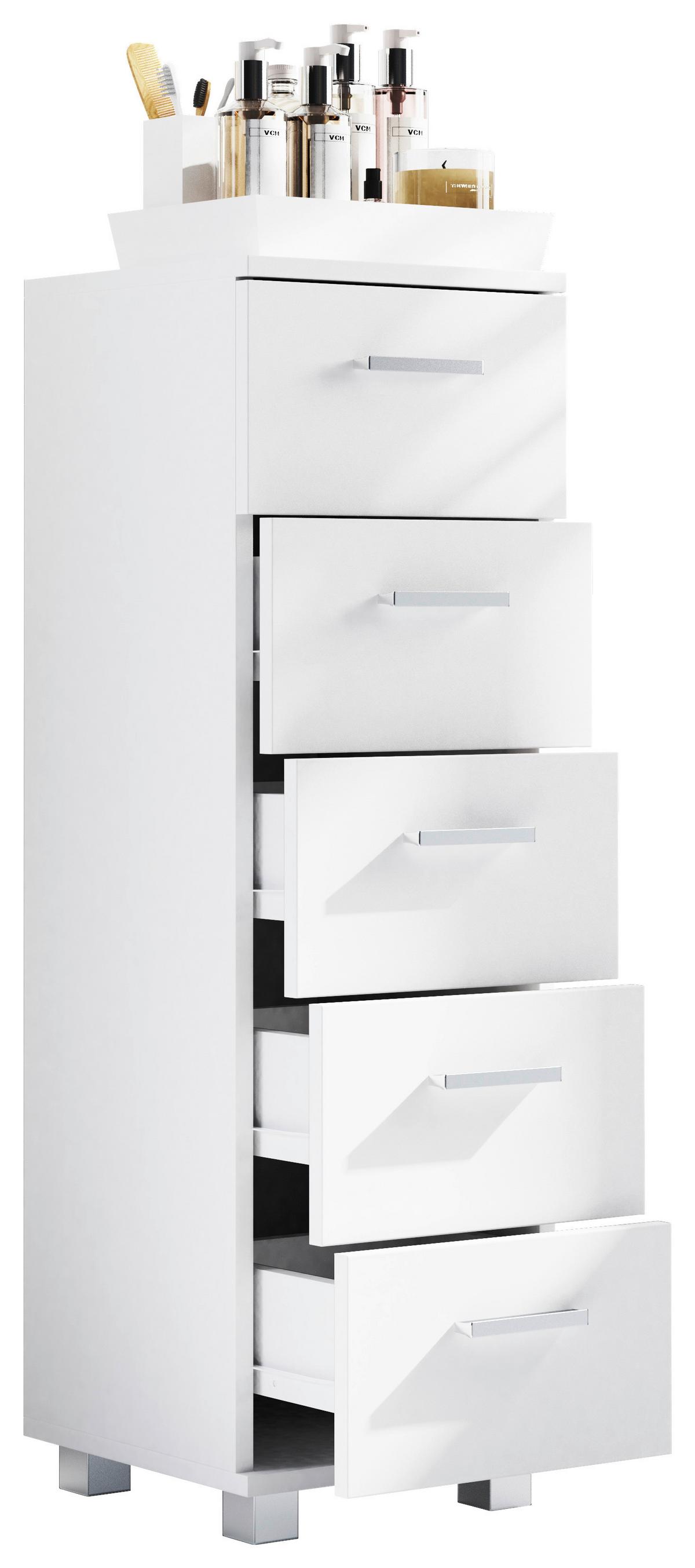 Highboard Zalo M Weiß B: 30 Cm - Silberfarben/Weiß, MODERN, Holzwerkstoff (30/94/30cm) - MID.YOU