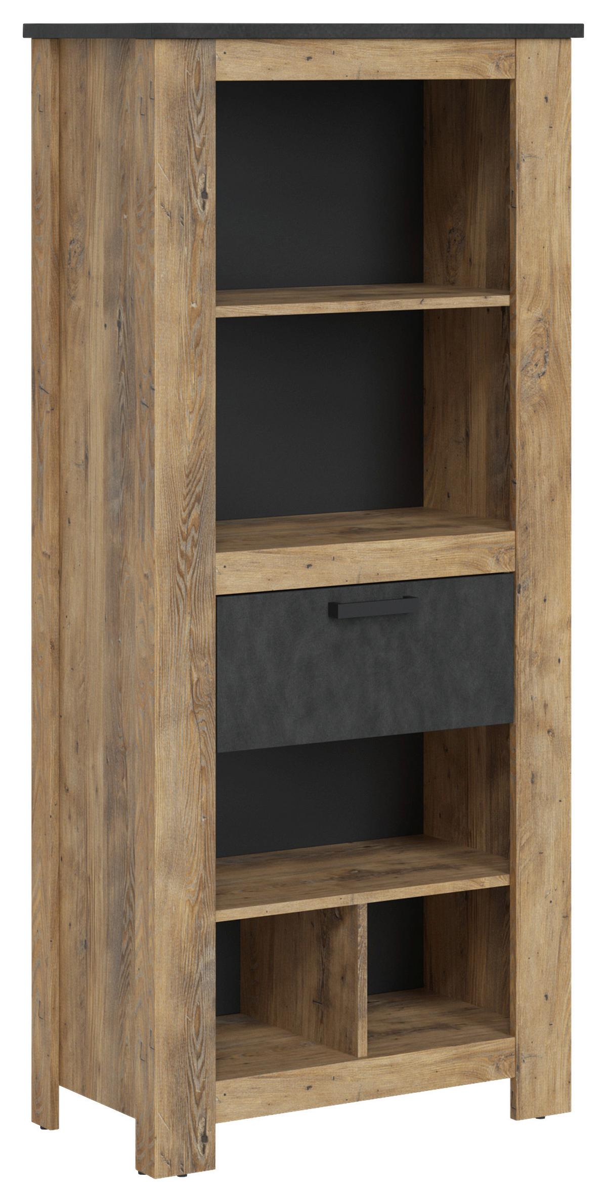 Regal Rapallo Kastanie B: 74 cm - Kastanienfarben/Schwarz, MODERN, Holzwerkstoff (74/162,3/38,5cm)