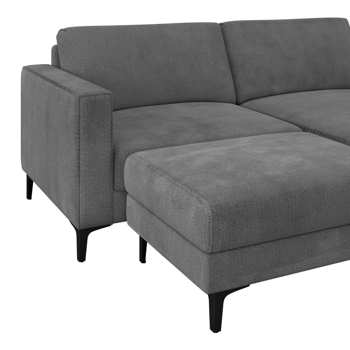 Ecksofa Atlanta dunkelgrau, 210x149cm - Dunkelgrau/Schwarz, Trend, Holz/Textil (210/149cm)