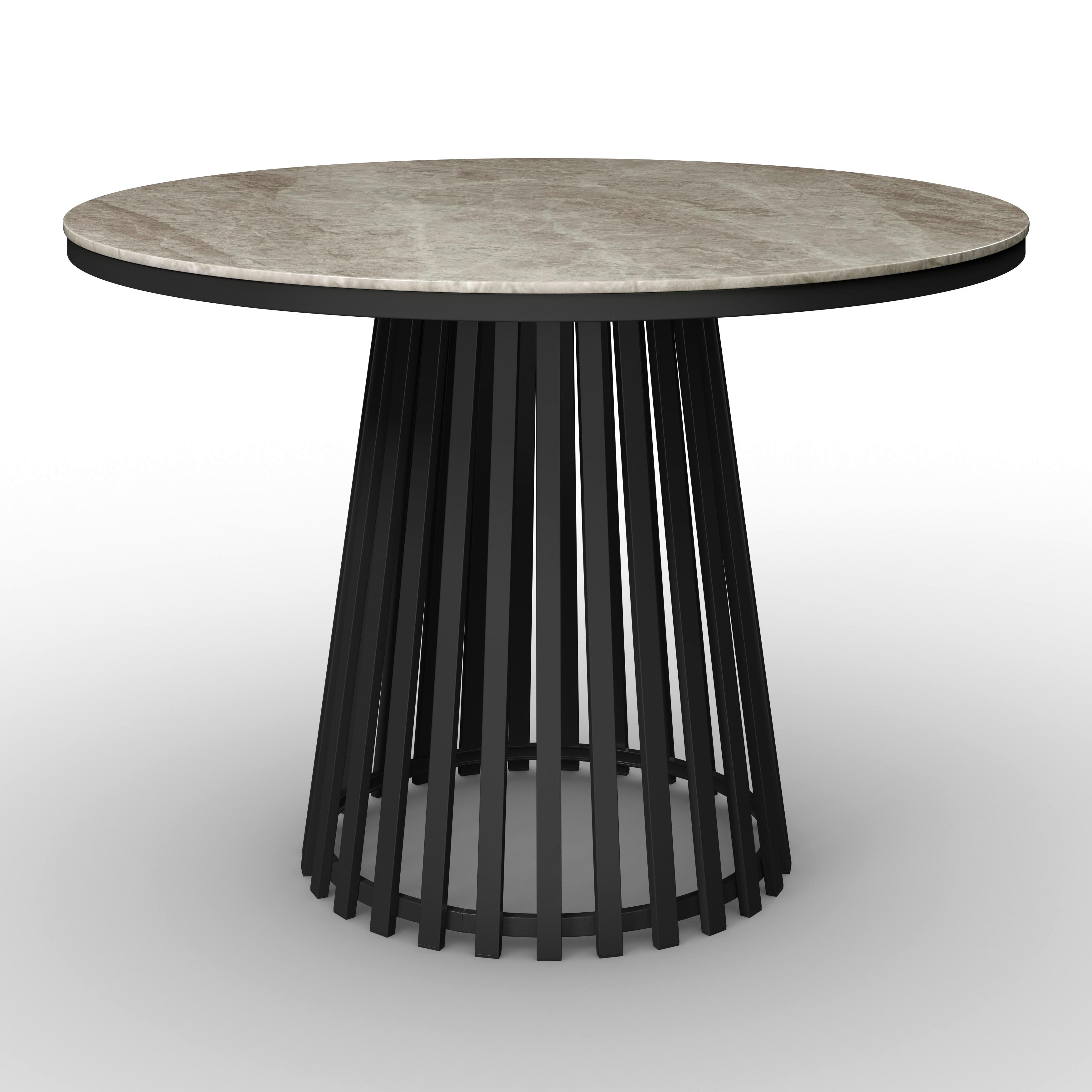 Jedálenský stôl Pela, P: 110 cm - čierna/sivá, Modern, kov/kompozitné drevo (110/110/75cm) - Bessagi Home