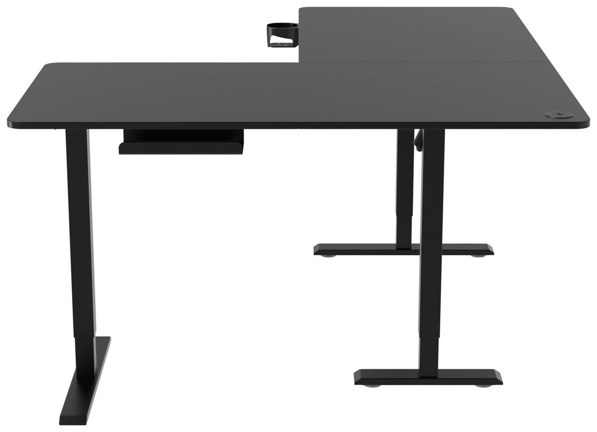 Eckschreibtisch Nimi Schwarz L: 160cm - Schwarz, MODERN, Holzwerkstoff/Kunststoff (160/140/72-117cm) - Livetastic
