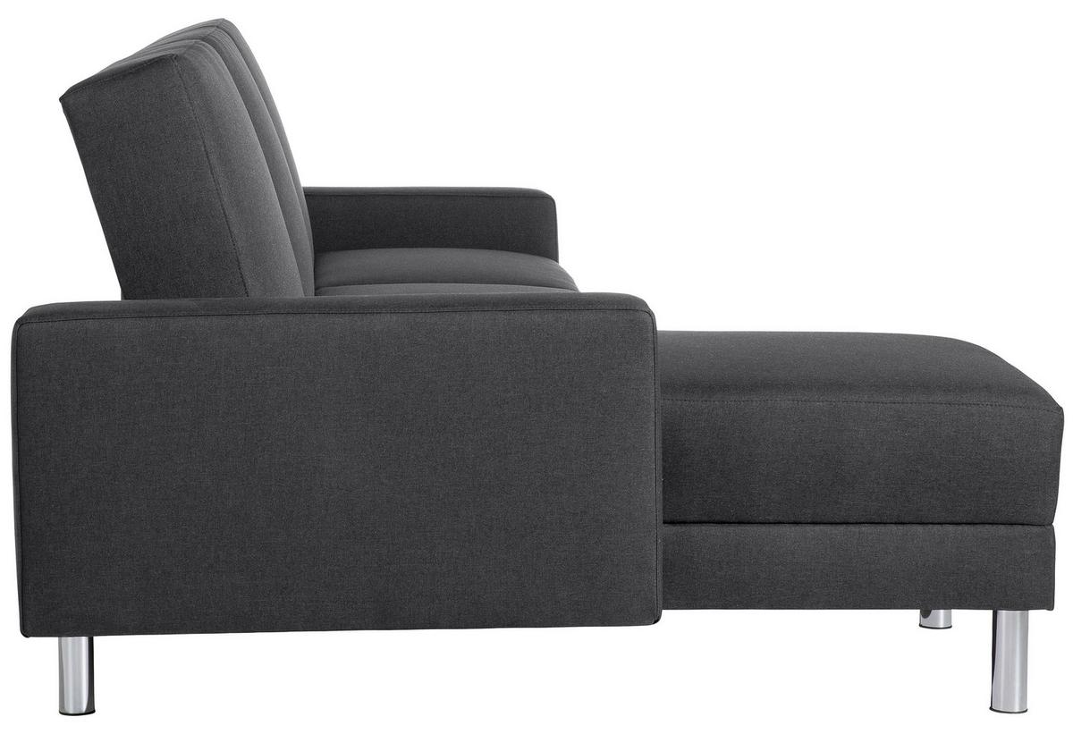 Ecksofa mit Schlaffunktion Just Fashion Graphitfarben - Chromfarben/Graphitfarben, KONVENTIONELL, Textil (152/230cm) - Max Winzer