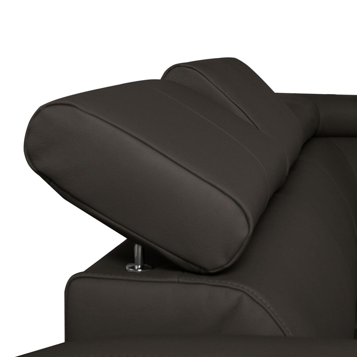 Ecksofa Aspen Dunkelbraun S: 242 Cm - Chromfarben/Dunkelbraun, Design, Leder/Textil (242/176cm) - Livetastic