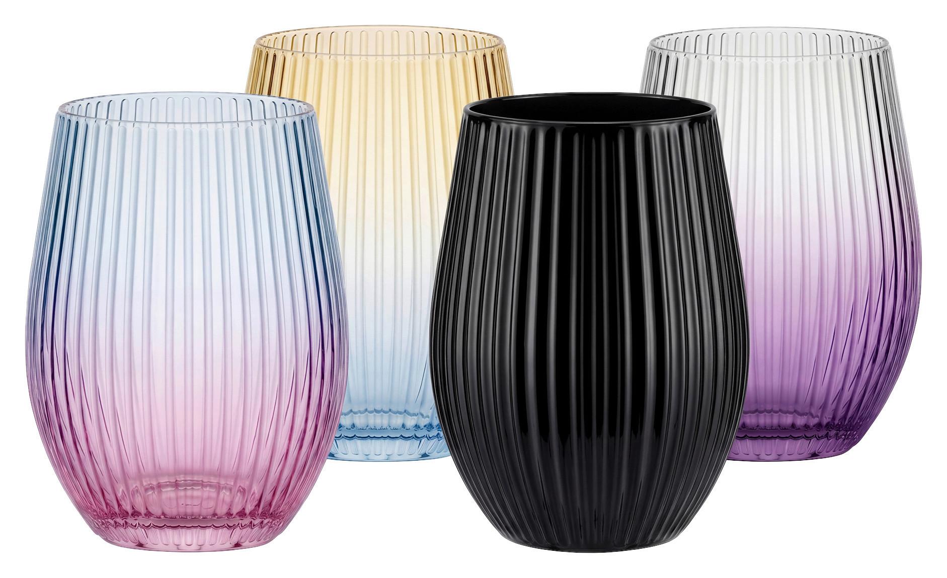 Trinkglas Jessi ca. 610 ml - Gelb/Flieder, MODERN, Glas (9.6/12.5cm) - Luca Bessoni