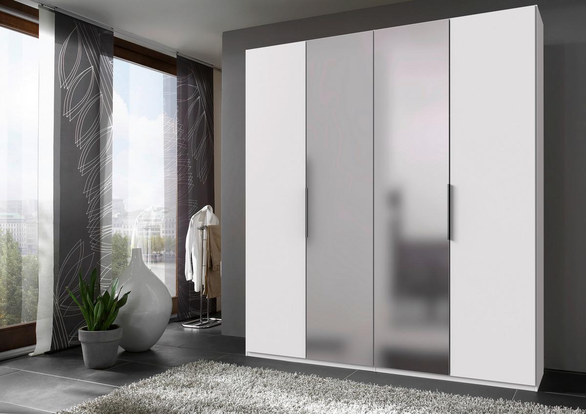 Drehtürenschrank B: 200 cm Level Weiß - Weiß, MODERN, Holzwerkstoff (200/236/58cm) - MID.YOU