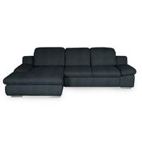 Ecksofa Isona Schwarz Chenille - Chromfarben/Schwarz, Design, Textil (165/286cm) - Livetastic