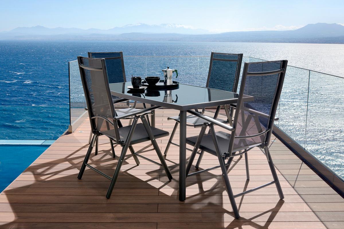 Gartensessel Klappbar Anja Aluminium, Textilene - Anthrazit, MODERN, Textil/Metall (56/106/66cm) - Ondega