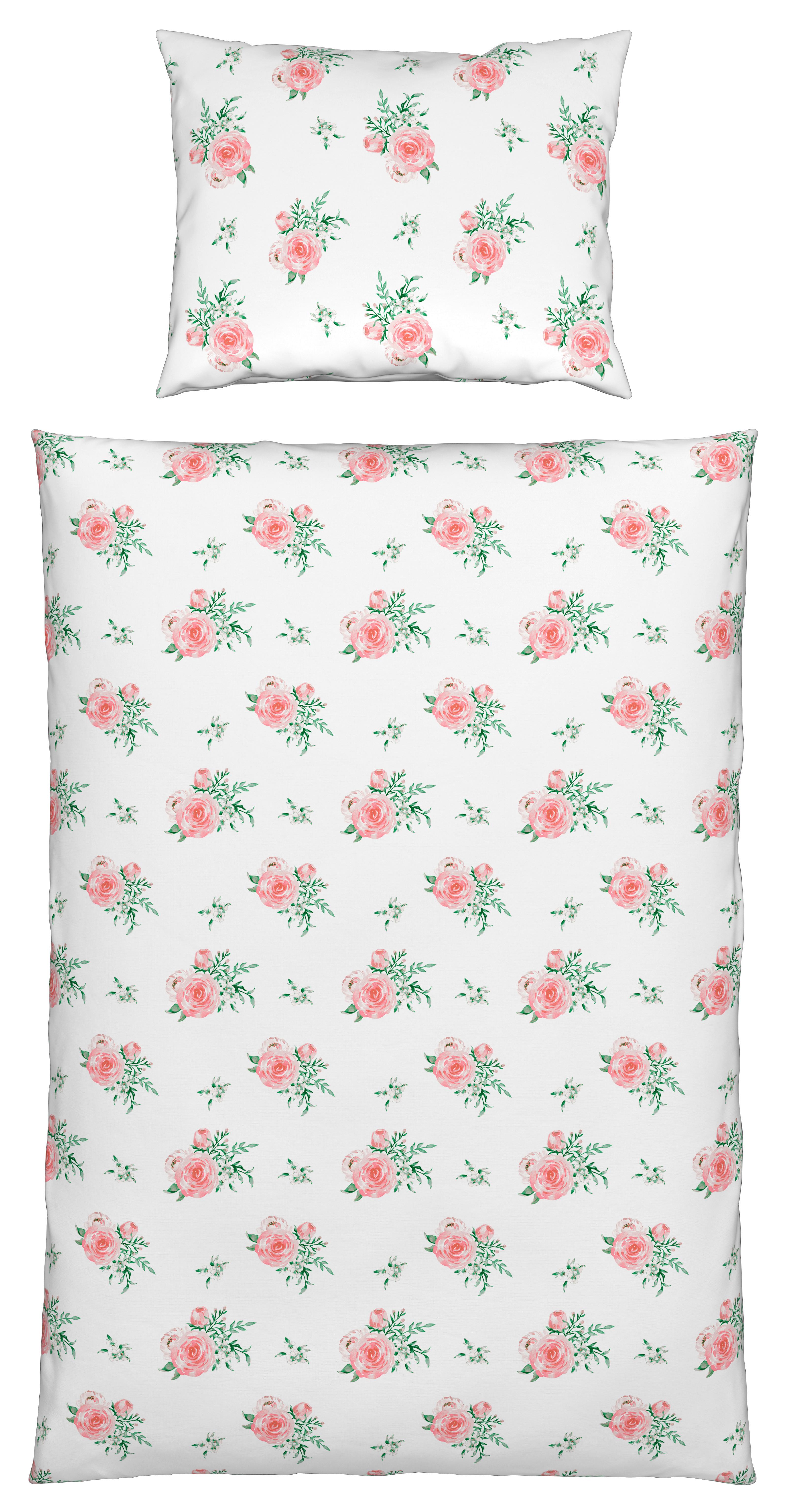 Ágyneműhuzat-garnitúra Christa - pink/fehér, Romantik / Landhaus, textil - James Wood