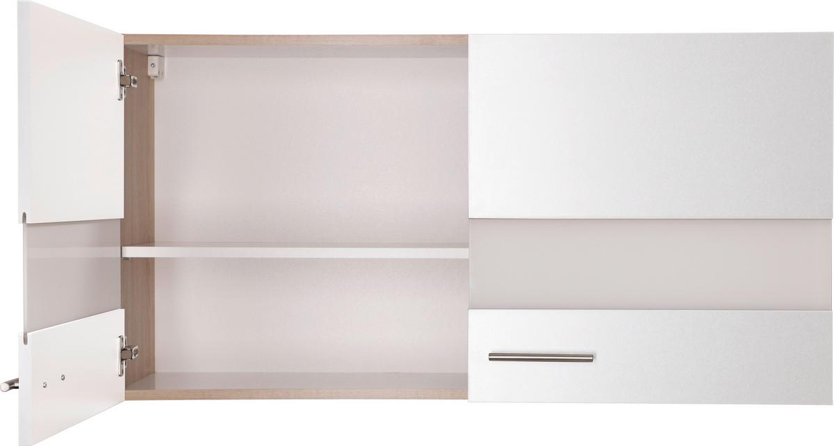 Küchenoberschrank Merle Weiß/Eiche Dekor B:110cm - Eichefarben/Weiß, Basics, Glas/Holzwerkstoff (110/56,1/34,6cm) - Respekta