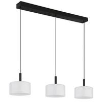 LED-Hängeleuchte Trenton Schwarz Weiß L: 90 cm - Schwarz/Weiß, Design, Glas/Kunststoff (90/20/150cm) - Globo