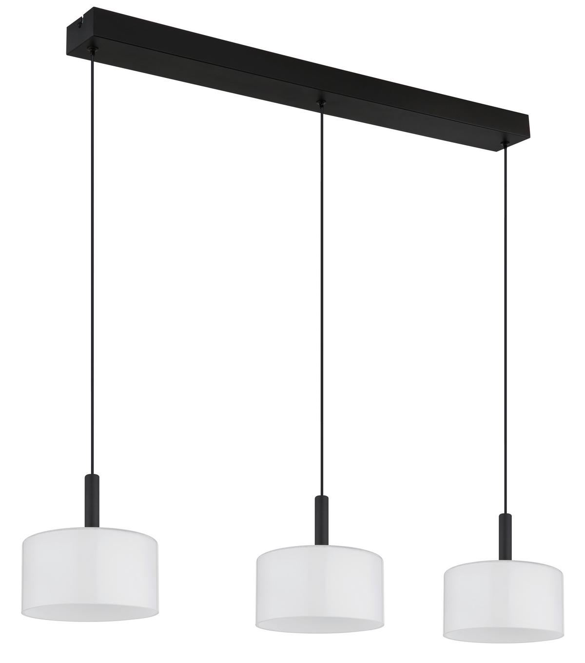 LED-Hängeleuchte Trenton Schwarz Weiß L: 90 cm - Schwarz/Weiß, Design, Glas/Kunststoff (90/20/150cm) - Globo