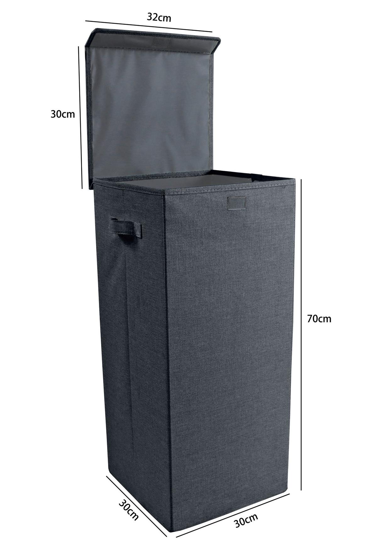 Wäschekorb Dreso L Anthrazit 30x70x30 cm - Anthrazit, MODERN, Textil (30/70/30cm) - MID.YOU