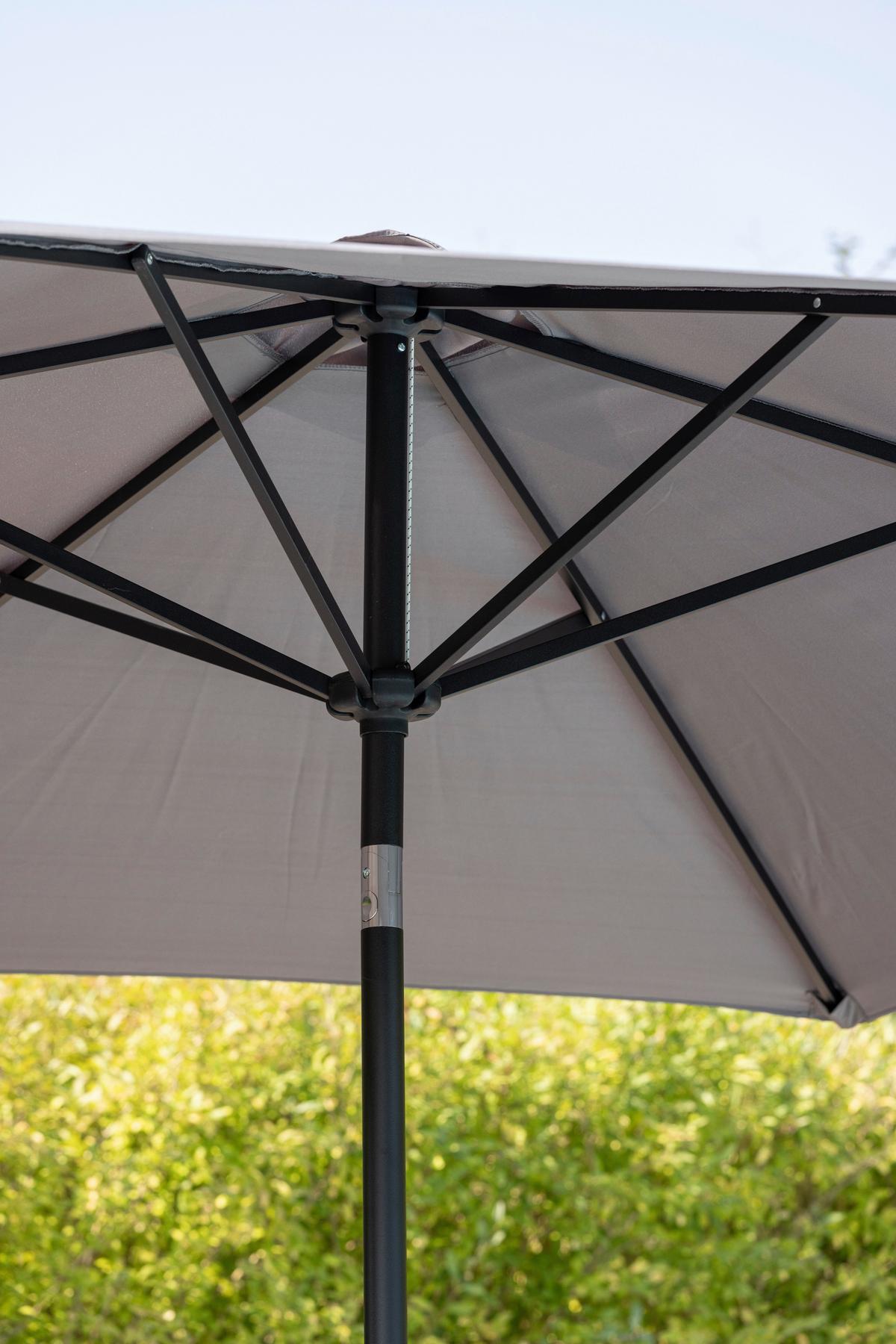 Sonnenschirm Leeds DM: 300cm H: 243cm Grau - Grau, KONVENTIONELL, Textil/Metall (300/300cm) - Gardenson