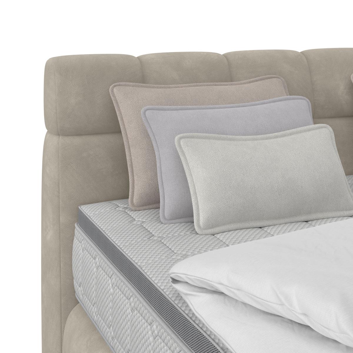 Boxspringbett Nobu Taupe, Lf: 180x200 Cm - Taupe/Schwarz, Trend, Holz/Textil (180/200cm)