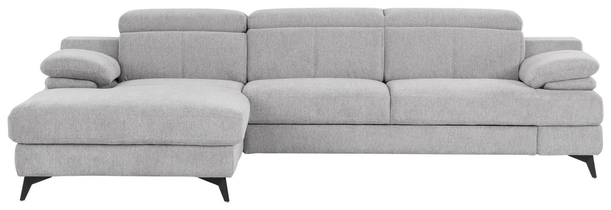 Ecksofa Titus Silberfarben Chenille - Silberfarben/Schwarz, Design, Textil (178/291cm) - Livetastic