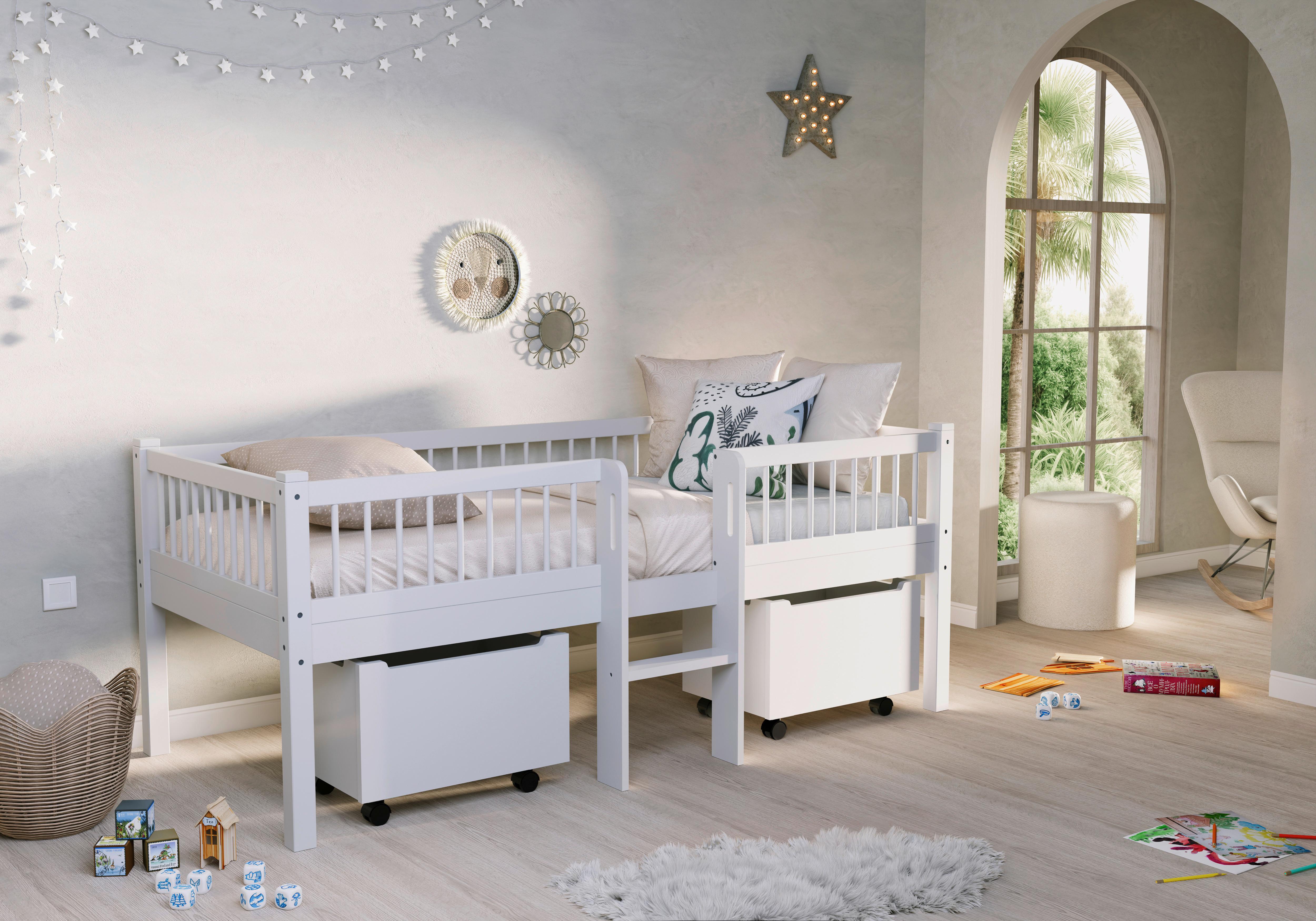 SPIELBETT Forrest Weiß 90x200cm - Weiß/Naturfarben, MODERN, Holz (90/200cm) - Vipack