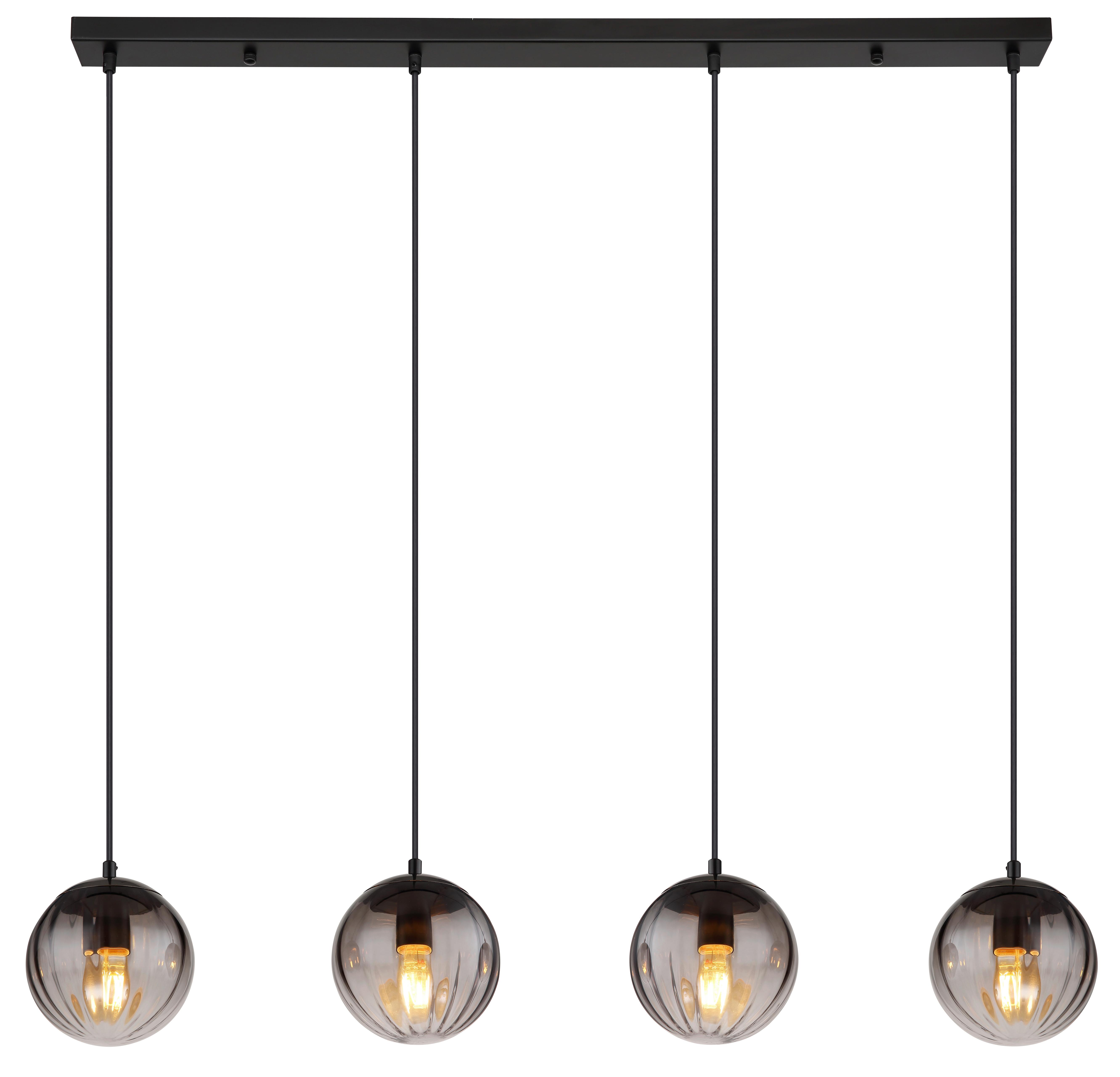 Hängeleuchte 15216-4 - Klar/Schwarz, Design, Glas/Kunststoff (104,5/17/120cm) - Globo