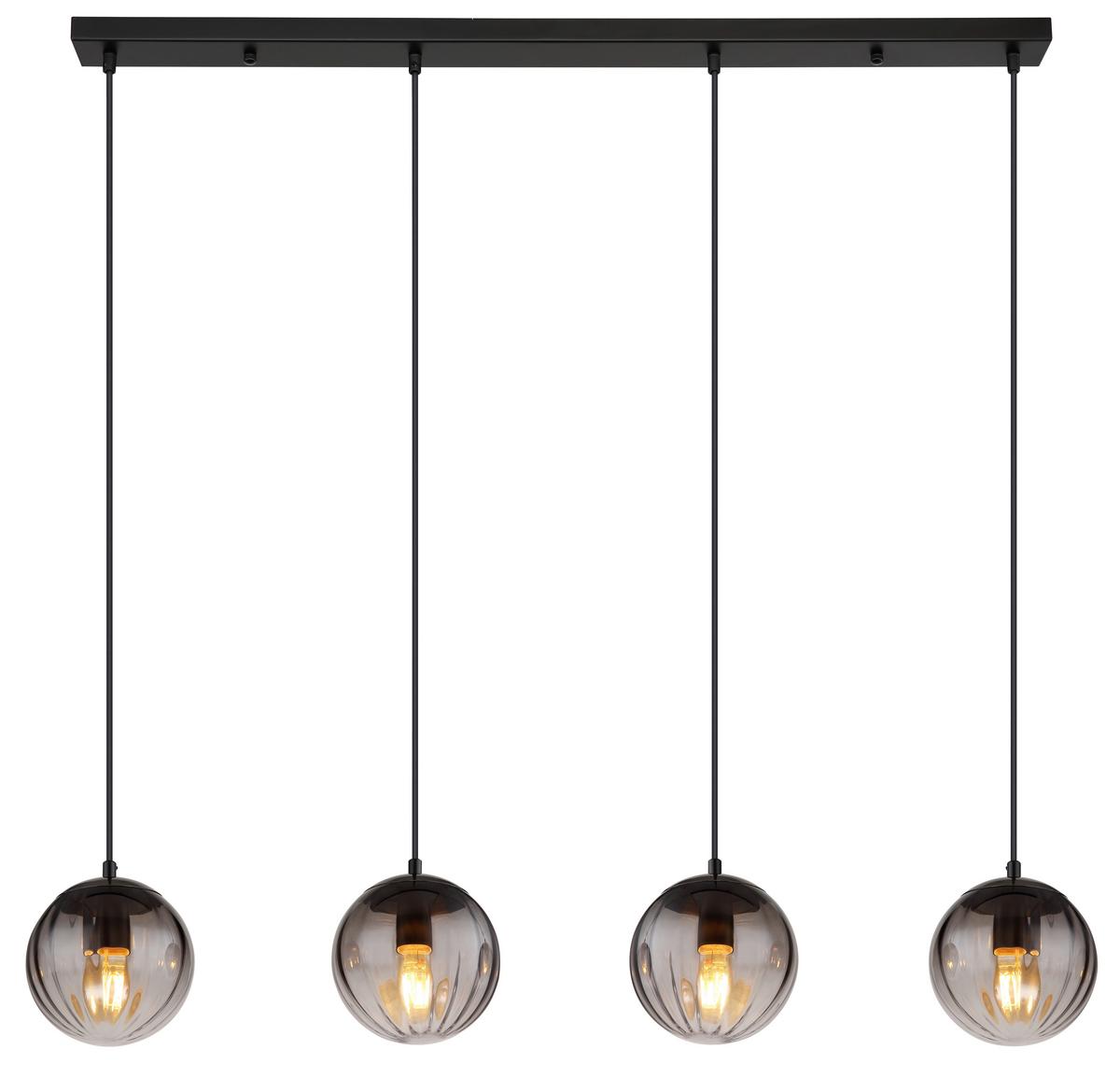 Hängeleuchte 15216-4 - Klar/Schwarz, Design, Glas/Kunststoff (104,5/17/120cm) - Globo