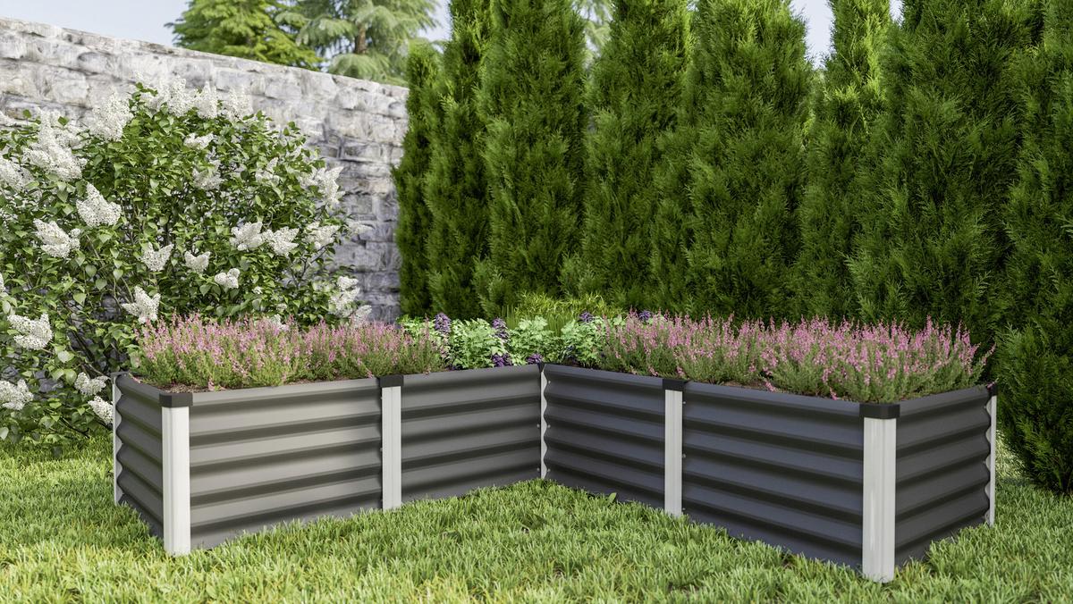 Hochbeet Stahl Linus 185x40,3x185 Cm Anthrazit - Anthrazit/Alufarben, Basics, Metall (185/40,3/185cm)