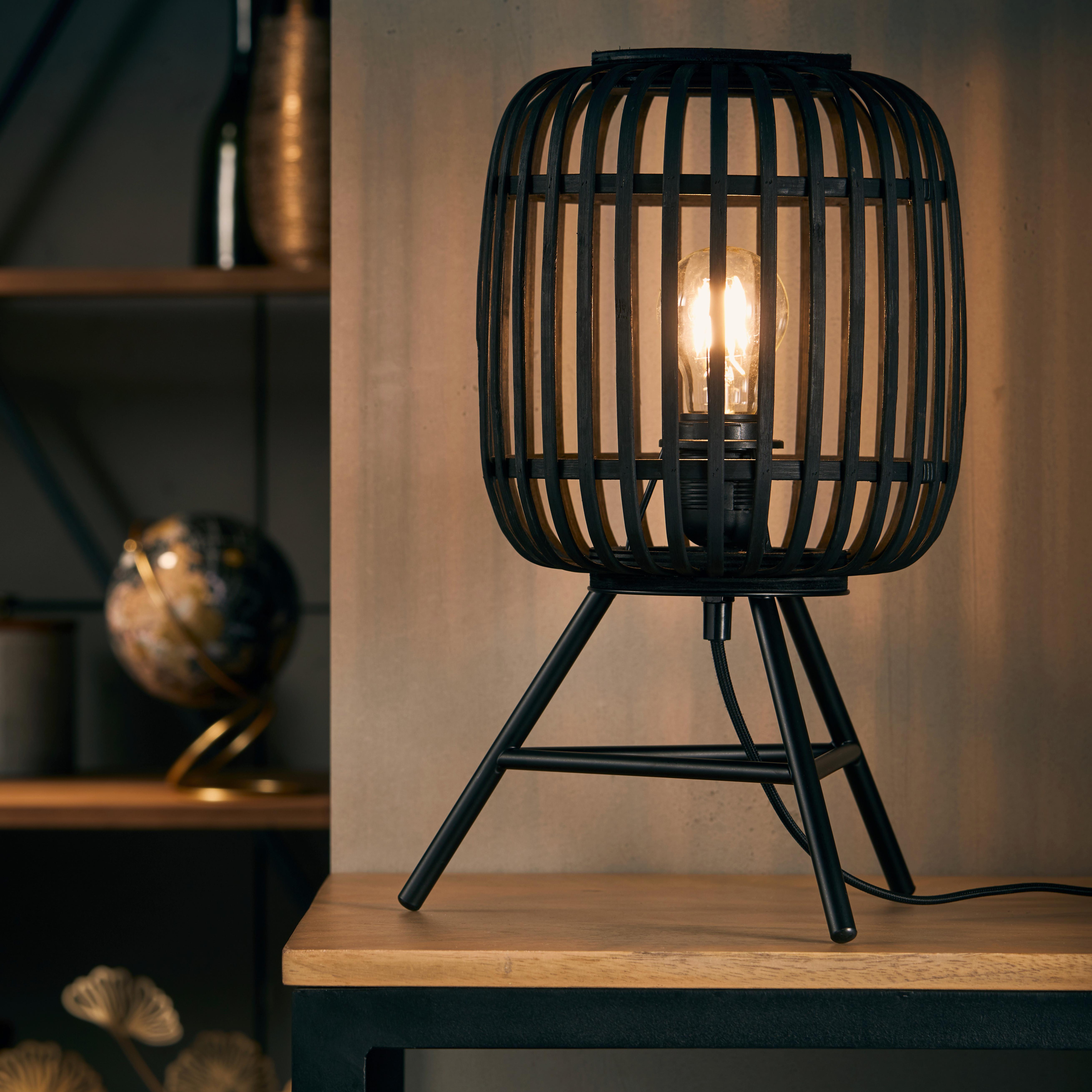 Tischlampe Woodrow Schwarz Dunkelbraun mit Schnurschalter - Dunkelbraun/Schwarz, Design, Holz/Metall (30/41cm) - Brilliant