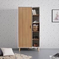 Dětská šatní skříň POPPA bílá - bílá/přírodní barvy, Moderní, dřevo/kompozitní dřevo (90/185/55cm) - Bessagi Kids