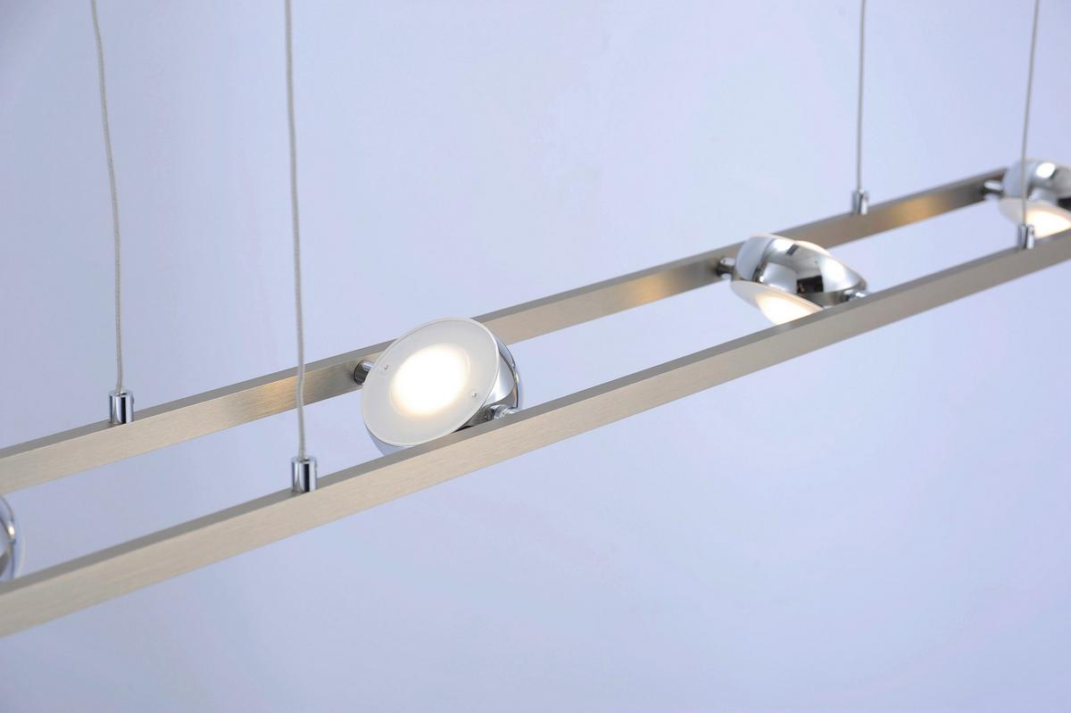 LED-Hängeleuchte Lolasmar H: 130 cm 8-Flammig dimmbar - Chromfarben/Nickelfarben, Design, Kunststoff/Metall (98/16,5/130cm)