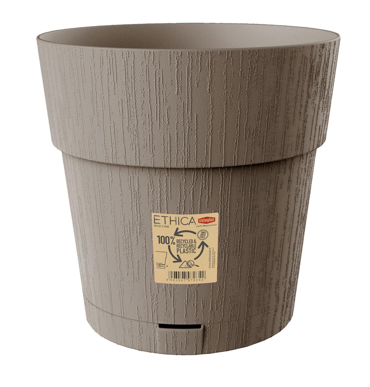 Műanyag Kaspó Ethica - barna, Basics, műanyag (30cm)