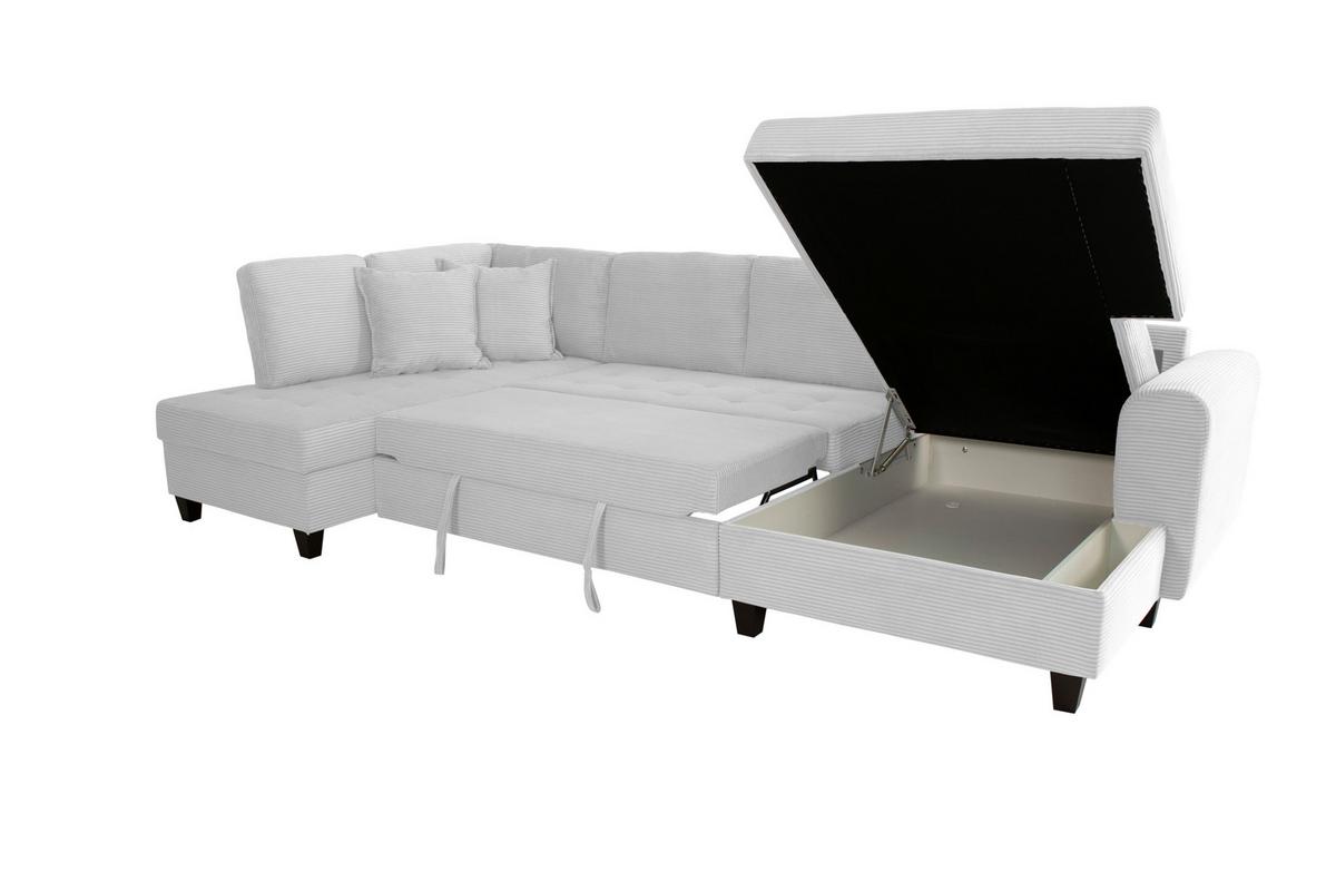 Wohnlandschaft Moritz Silber U-Form:178x324x155 Cm - Silberfarben, Trend, Textil (178/324/155cm)