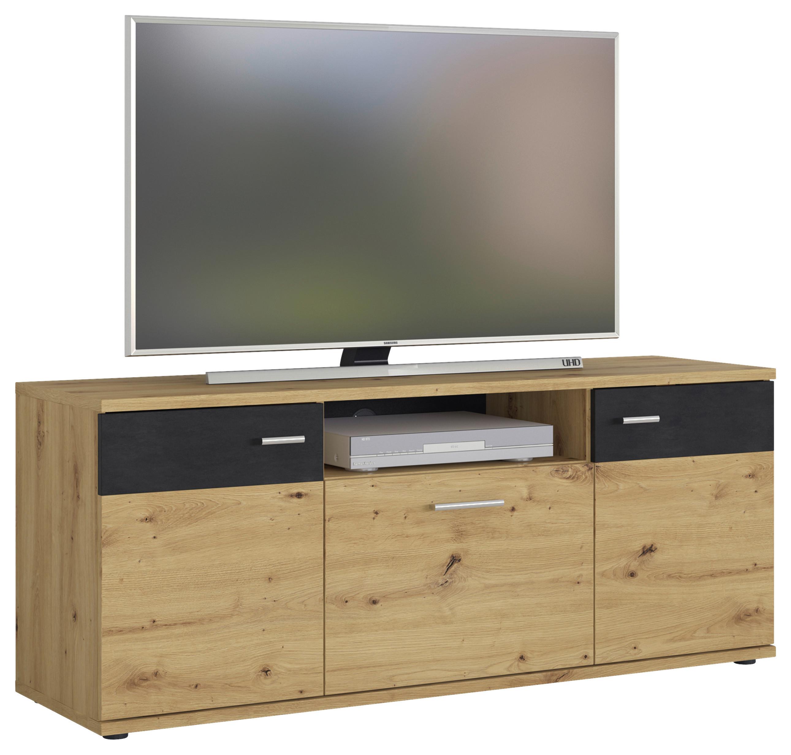 TV-Element Nina Eiche Artisan/Fresco B: 145 cm - Schwarz/Eiche Artisan, Holzwerkstoff (145cm) - MID.YOU