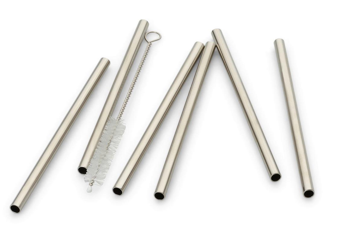 Trinkhalmset Edelstahl 6er Set, Wiederverwendbar - Edelstahlfarben, Basics, Metall (12cm) - Echtwerk