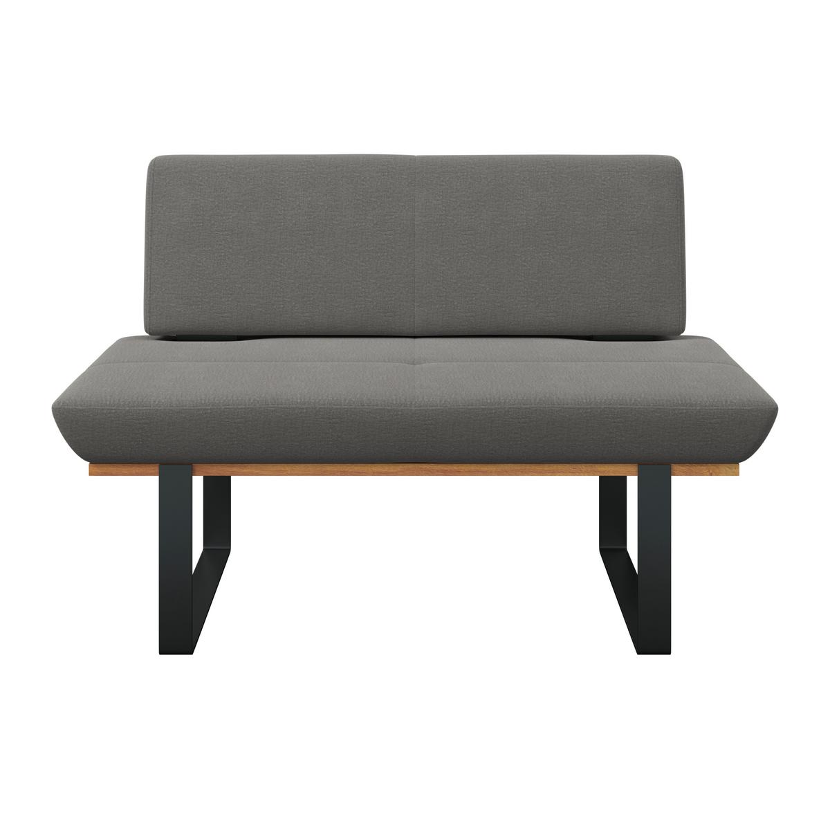 Sitzbank Tristan Webstoff grau, B: 130cm - Schwarz/Grau, MODERN, Holz/Textil (130/48/90cm) - James Wood