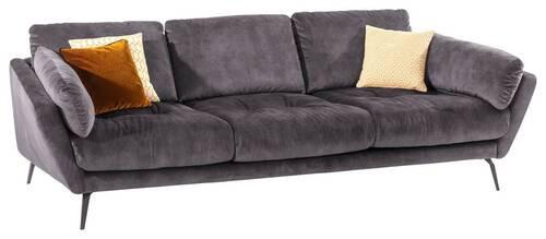 Big Sofa Softy mit Kissen B: 254 cm Grau Velours - Schwarz/Grau, MODERN, Textil (254/79/113cm) - W.Schillig