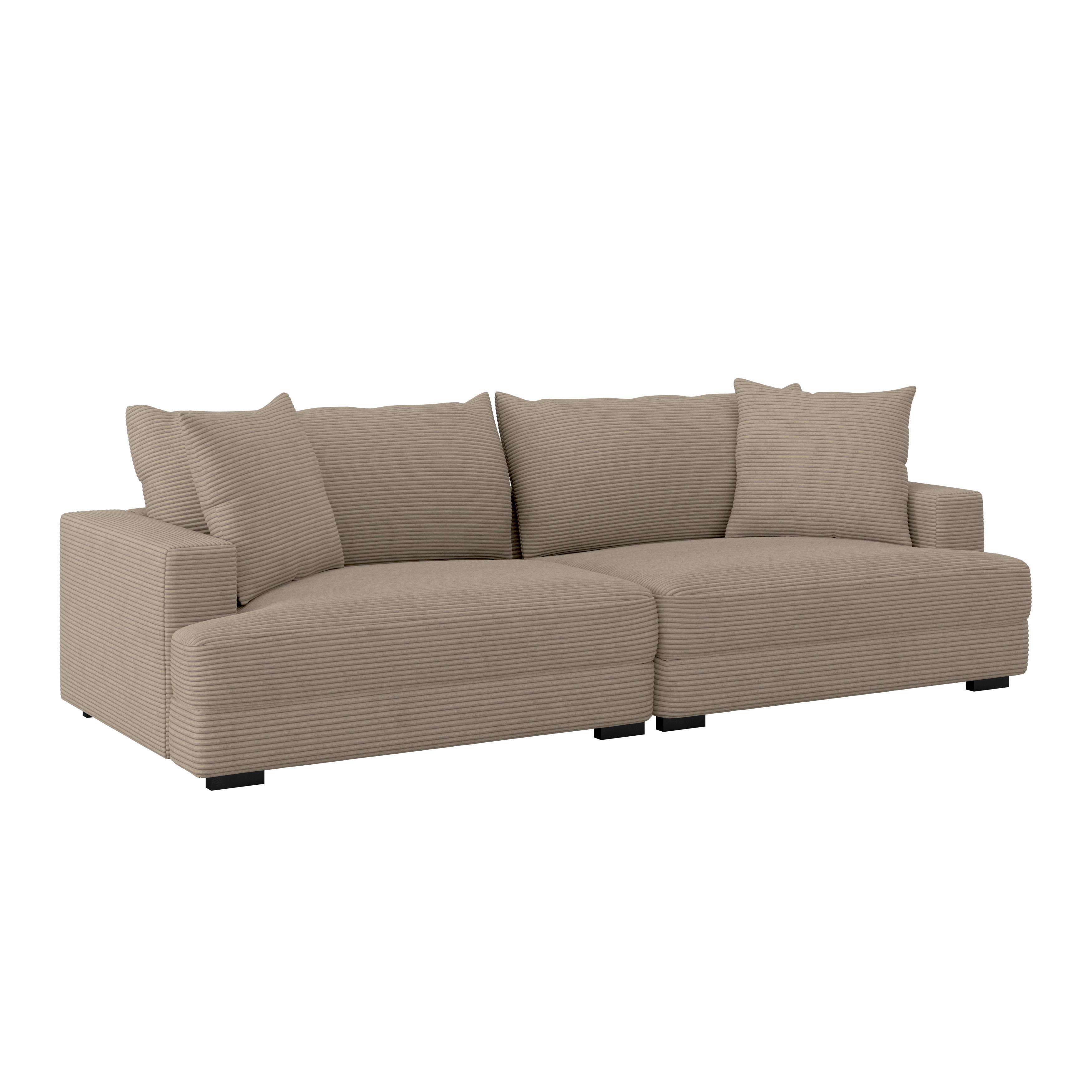 Megasofa Pelle-Megasofa - Taupe/Wengefarben, Trend, Textil (261/124cm) - Luca Bessoni