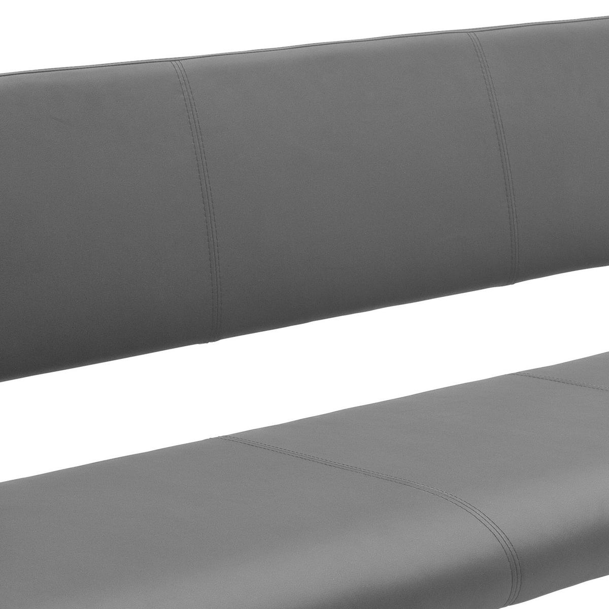 Sitzbank mit Lehne Grau Arco 175x86x59 cm - Edelstahlfarben/Grau, Design, Leder/Metall (175/86/59cm) - Livetastic