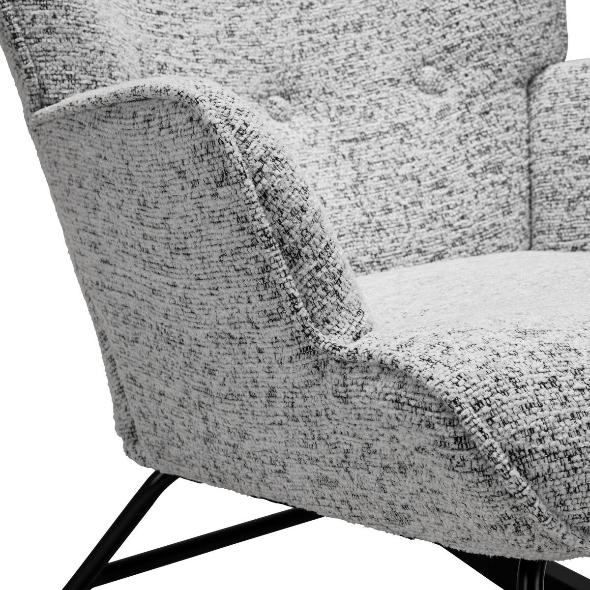 Houpací křeslo ROCK, světle šedé buklé, max. 140 kg - bílá/černá, Moderní, kov/dřevo (66/90/77cm) - Mömax