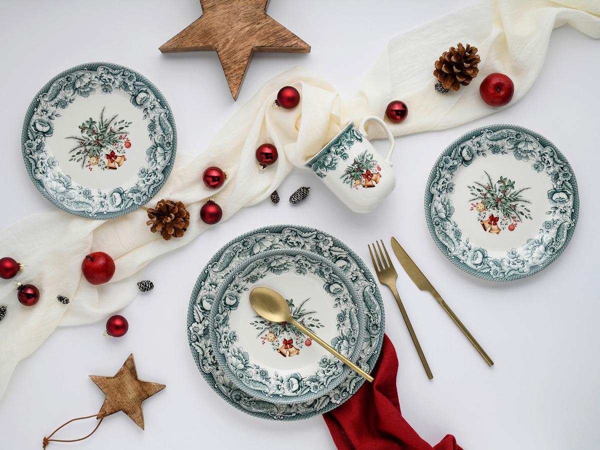 Kombiservice Weihnachten 16--Teilig., Grün - Grün, Basics, Keramik - Creatable