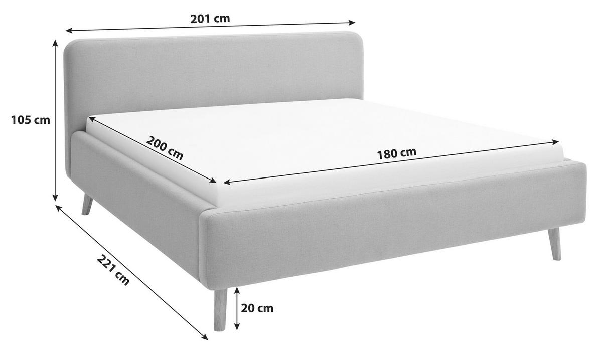 Polsterbett Mattis 180x200cm Anthrazit, inkl. Bettkasten - Eichefarben/Anthrazit, Design, Holz/Textil (180/200cm) - Livetastic