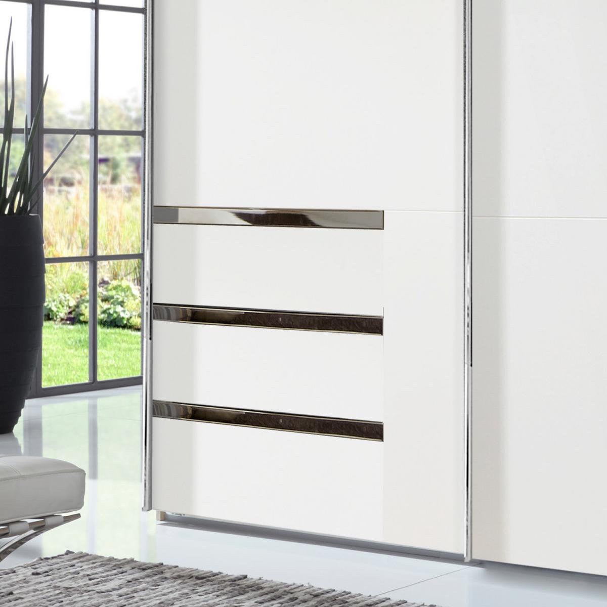 Schwebetürenschrank Mit Laden 250cm Level 36a, Weiß - Weiß, MODERN, Holzwerkstoff (250/216/65cm) - MID.YOU