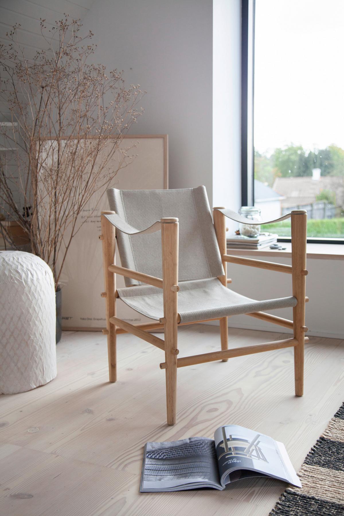 Loungesessel Safari Aus Bambus - Beige/Naturfarben, Design, Holz (59/79/61cm) - MID.YOU