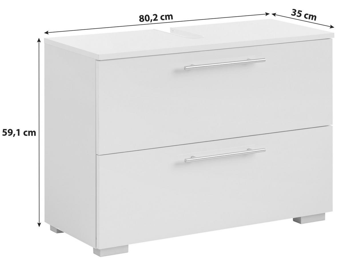 Waschbeckenunterschrank Carlos B: 80,2 cm Weiß - Silberfarben/Weiß, KONVENTIONELL, Holzwerkstoff (80,2/59,1/35cm) - MID.YOU