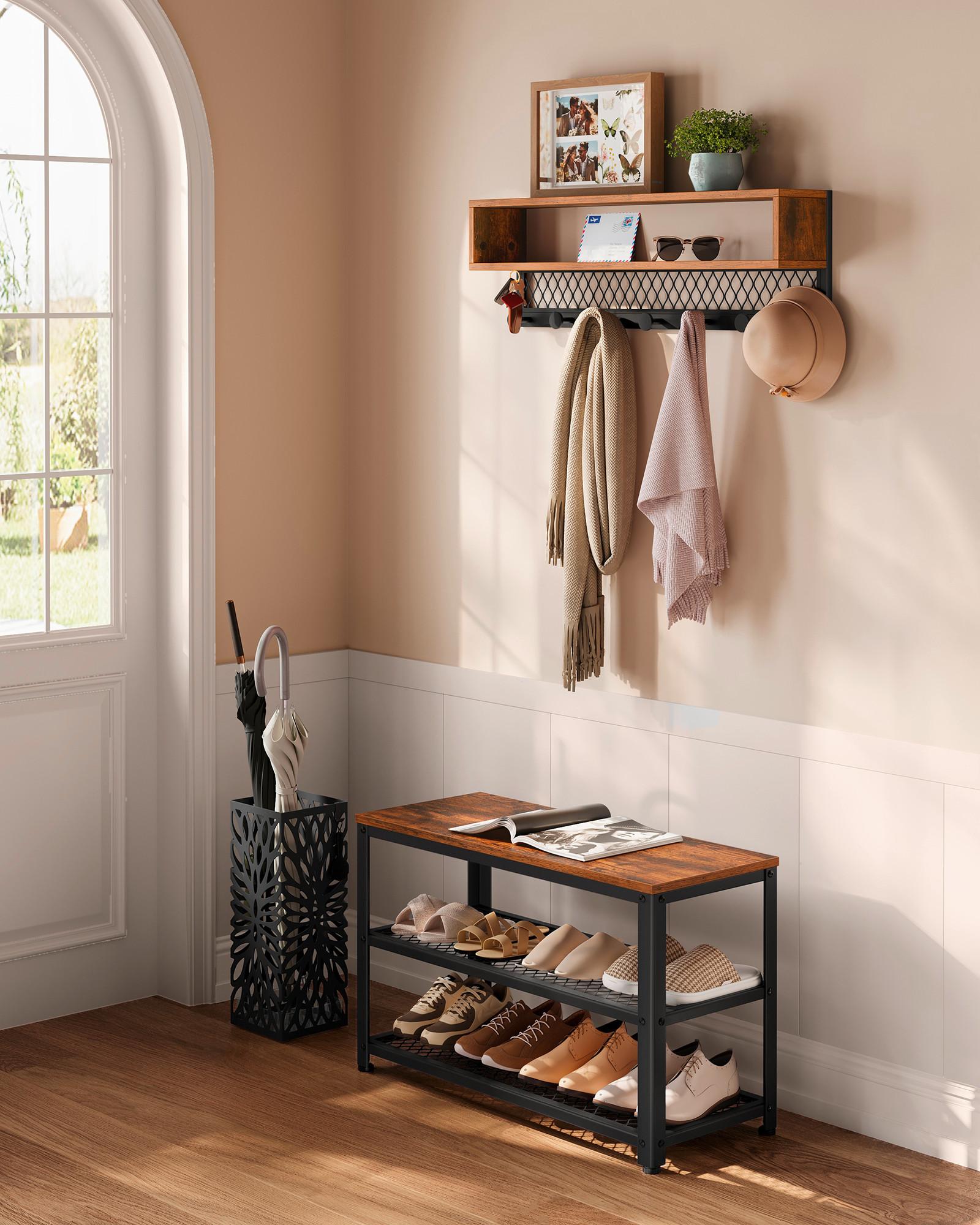 Garderobe Schwarz, Dunkelbraun B: 73 cm - Dunkelbraun/Schwarz, Trend, Holzwerkstoff/Metall (73/45,5/30cm) - MID.YOU