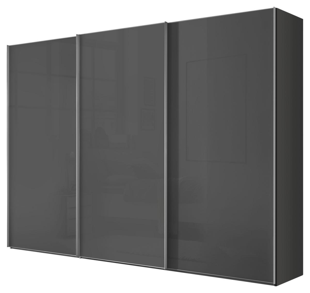 Šatníková skriňa LUMOS, šírka 298 cm - tmavosivá/hliníková, Konventionell, kov/kompozitné drevo (298/222/68cm)