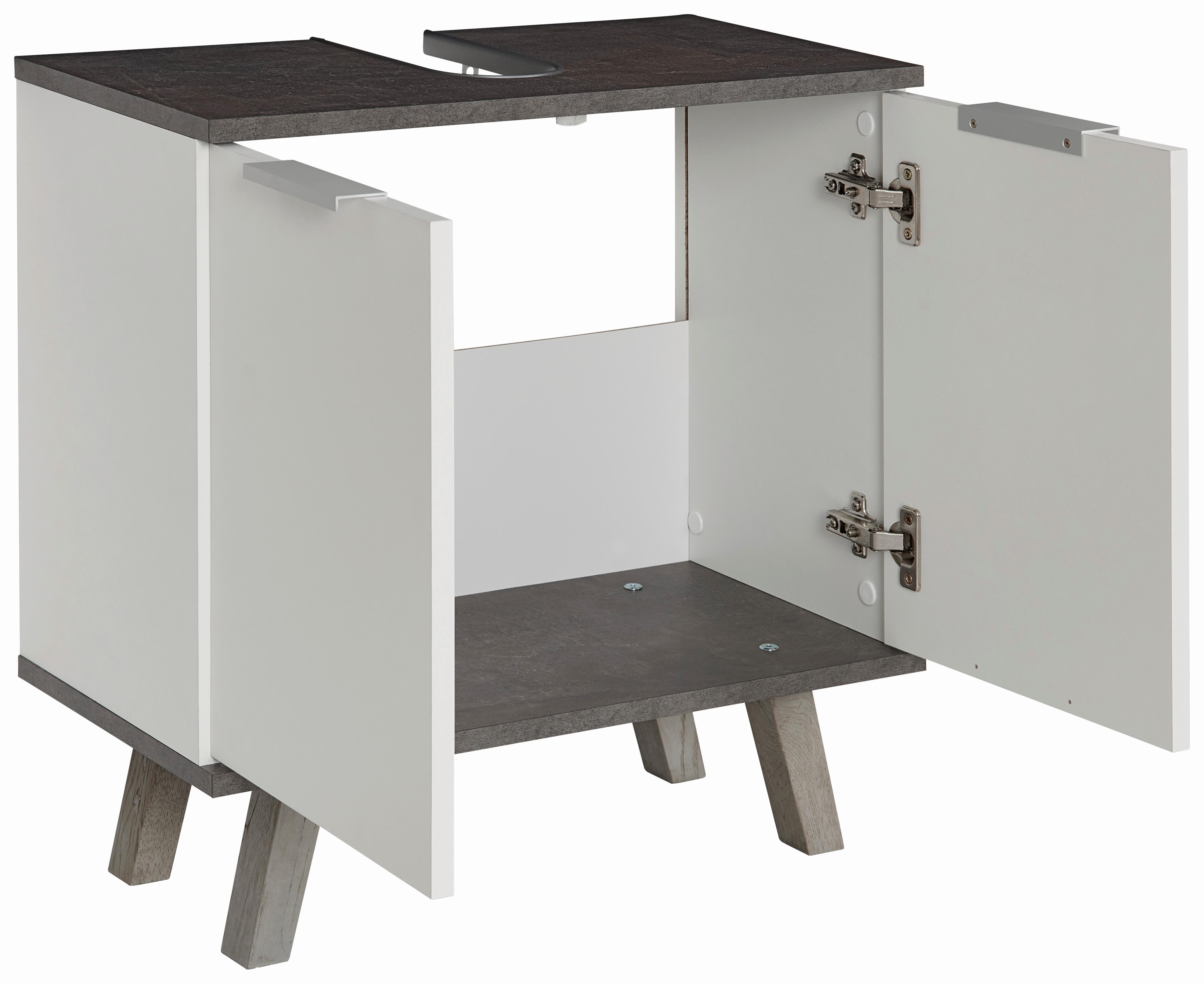 Waschbeckenunterschrank Turin 4 B: 60 cm Weiß/Beton - Weiß/Grau, MODERN, Holzwerkstoff (60/60/30cm)