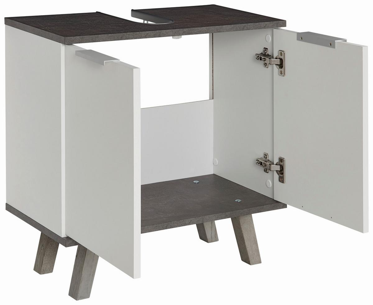 Waschbeckenunterschrank Turin 4 B: 60 cm Weiß/Beton - Weiß/Grau, MODERN, Holzwerkstoff (60/60/30cm)