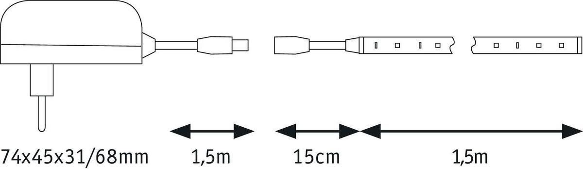 Led-streifen L: 1,5 M 79853 - Weiß, Basics, Kunststoff (150cm) - Paulmann