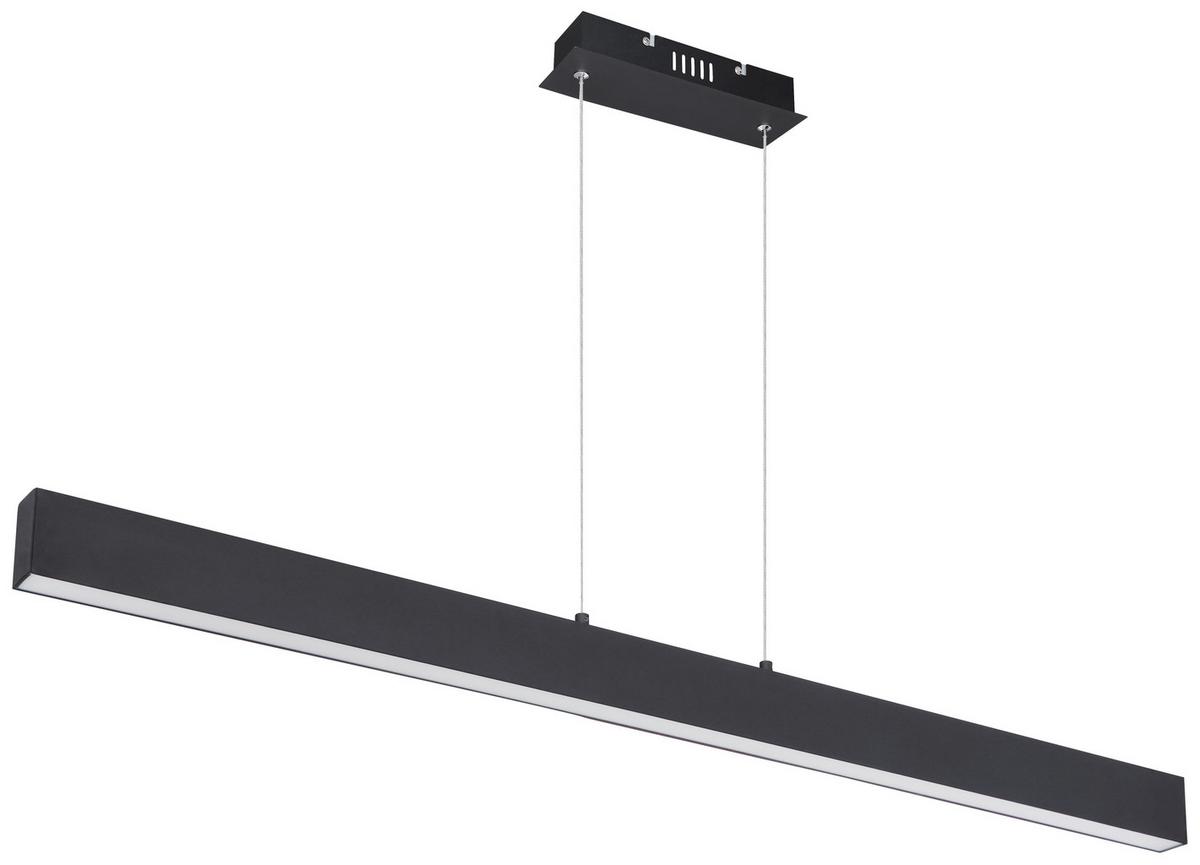 LED-Hängeleuchte Verena H: 120 cm 1-Flammig, dimmbar - Opal/Schwarz, Design, Kunststoff/Metall (121/8/120cm) - Globo