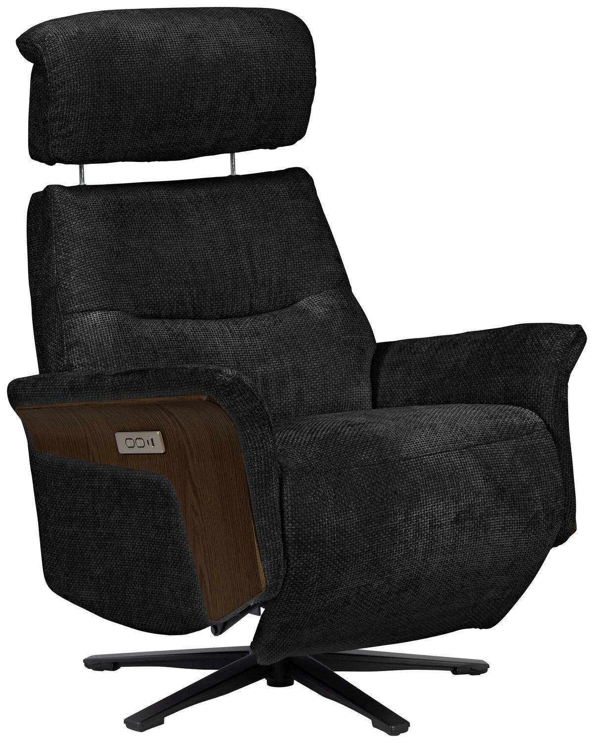 Fernsehsessel Rio - Walnussfarben/Schwarz, MODERN, Holz/Textil (75/106/87cm)