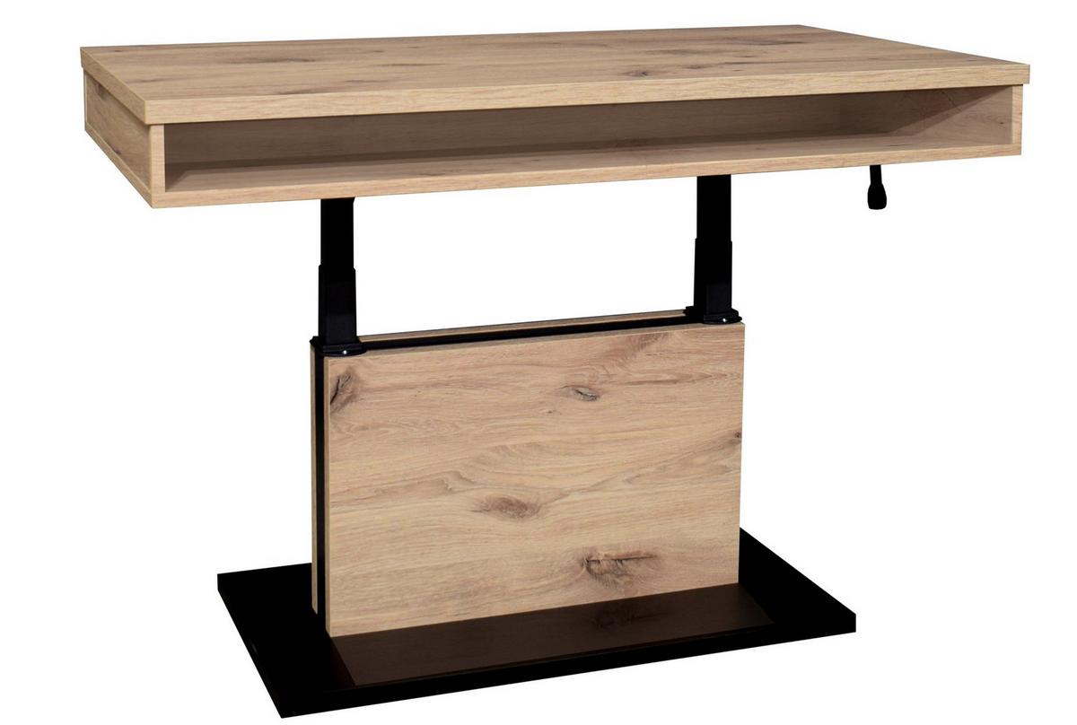 Couchtisch Lift Eichefarben/schwarz B: 110 Cm - Eichefarben/Schwarz, Design, Holzwerkstoff/Metall (110/58-77/60cm) - MID.YOU